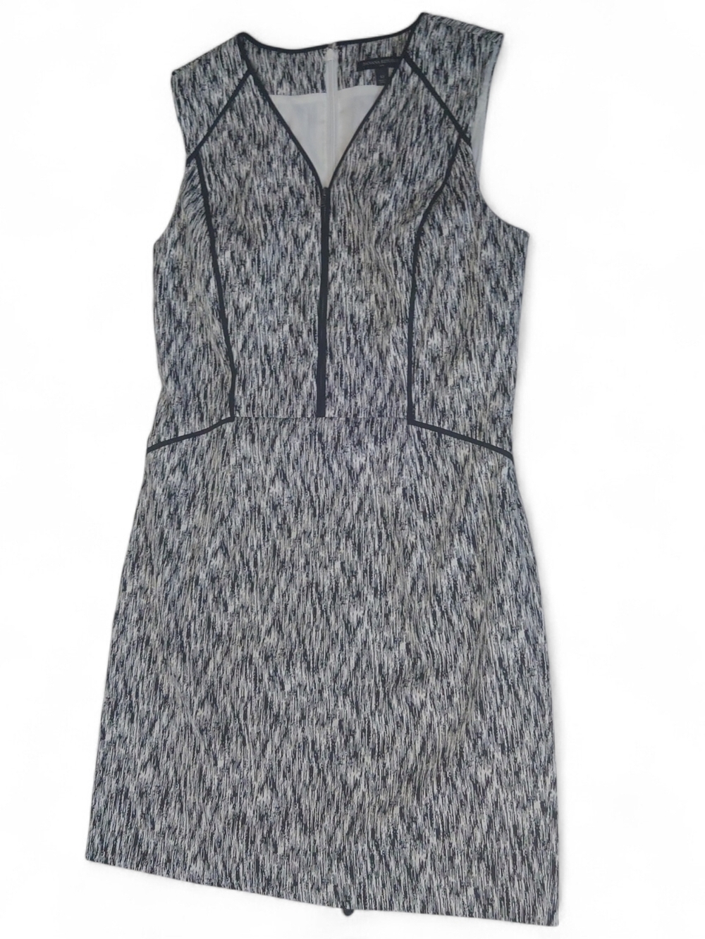 NWOT Banana Republic Black & White Textured Sheath Zipper Dress Sz 12